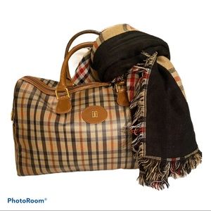 DAKS LONDON PLAID LARGE HANDBAG WITH SCARF